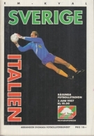 Sverige - Italien, 3.6. 1987, EM - Kval, Rasunda Stadion, Official Programme