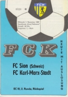 FC Karl-Marx-Stadt - FC Sion, EC, 2. Runde, 1989 - Offizielles Programm