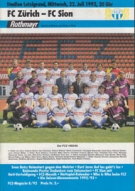 FC Zürich - FC Sion, 22.7. 1992, NLA, Stadion Letzigrund, Offizielles Programm