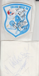 Chlaus Hock 90 - GCZ 1972 Fanclub (Kartonbagde und Zettel mit 22 Signaturen der Mannschaft von 1990)