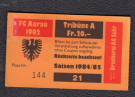 FC Aarau - MTK Budapest, Intertoto-Cup 1985, Stadion Brüglifeld Aarau, Tribüne A Ticket