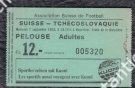 Suisse - Tchecoslovaquie, 7.9. 1983, Friendly, Neuchatel Stade de la Maladière, Ticket Pelouse Adultes