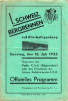 1. Schweiz. Bergrennen auf Allerheiligenberg, Sonntag 16. Juli 1933, Offizielles Programm