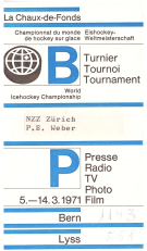 Championnat du monde de hockey sur glace / Eishockey WM 1971 (Presseakreditierung)