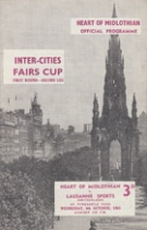Heart of Midlothian - Lausanne-Sports, 9.10. 1963,  Tynecastle, Messestaedtecup, Official Programme