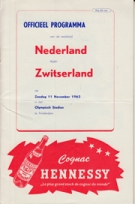 Nederland - Zwitserland, 11. Nov. 1962, Olympisch Stadion Amsterdam, Oficieel Programma