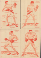 4 Sammelpostkarten (Le Sport en Suisse; Serie: Boxe) - Le Chocolat Suchard dessert du sportsman (ca. 1926-27)