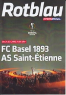 FC Basel - AS Saint-Etienne, 25.02. 2016, 1/16 Final, St. Jakob Park Basel, Official Programme