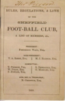Rules, Regulations, & Laws of the Sheffield Foot-Ball Club (Oldest Rules existing in original from 1859)