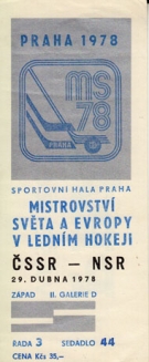 Ice Hockey World Championship Praha 1978 - 29th april - CSSR - NSR