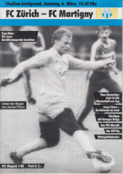FC Zürich - FC Martigny, 6. 3. 1988, NLB, Stadion Letzigrund, Offizielles Programm