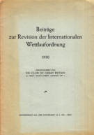 Beiträge zur Revision der Internationalen Wettlaufordnung 1930