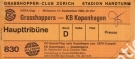 Grasshoppers Zürich - KB Kopenhagen, 17.9. 1980, UEFA-Cup, Stadion Hardturm, Ticket Stehplatz