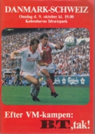 Danmark - Schweiz, 9.10. 1985, WM Qualf. Mexico 86, Kobenhavns Idraetspark, Official Programme