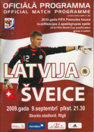 Latvija - Sveice, 9.9. 2009, FIFA WC Qualf., Skonto stadiona Riga, Official Match Programme