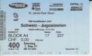 Schweiz - Jugoslawien, 1.9.2001, WC-Qualf. Japan 02, St.Jakob Park Basel, Ticket Presse