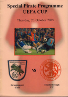 Grasshopper Club - Middlesbrough FC, 20. 10. 2005, UEFA CUP, Special Pirate Programme (english)