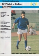 FC Zürich - Italien, 23.9. 1992, Friendly, Stadion Letzigrund, Offizielles Programm