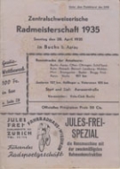 Zentralschweizerische Radmeisterschaft 1935, Sonntag den 28. April 1935 Buchs b. Aarau, Offizielles Programm
