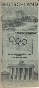IV. Olympische Winterspiele u. XI. Olympische Sommerspiele 1936 (Faltprospekt deutsch mit Programm und Preise)