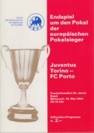 Juventus Torino - FC Porto, 16.5. 1984, Finale Cup Winners Cup, Basel, Offizielles Programm