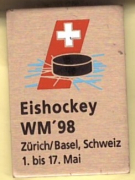 Eishockey WM 98 - Zürich/Basel, Schweiz 1. bis 17. Mai (Offizieller Besucher Pin)