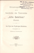 Erinnerungsblätter aus der Geschichte des Turnvereins „Alte Sektion“ Zürich 1820 - 1895