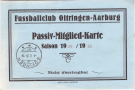 Fussballclub Oftringen-Aarburg Passiv Mitglied Karte Saison 1929/30