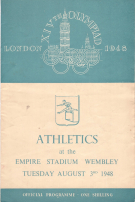XIVth Olympiad London 1948, Athletics - August 3rd 1948, Stadium Wembley, Off. Programme + Ticket + Folder