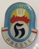 51. Hahnenkamm 1991 Kitzbühel (Presse) - Emailiertes Abzeichen mit dem Walde H, das offizielle Symbol