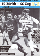 FC Zürich - SC Zug, 30. Oktober 1988, NLB, Stadion Letzigrund, Offizieles Programm