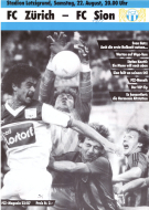 FC Zürich - FC Sion, 22.8. 1987, NLA, Stadion Letzigrund, Offizielles Programmd